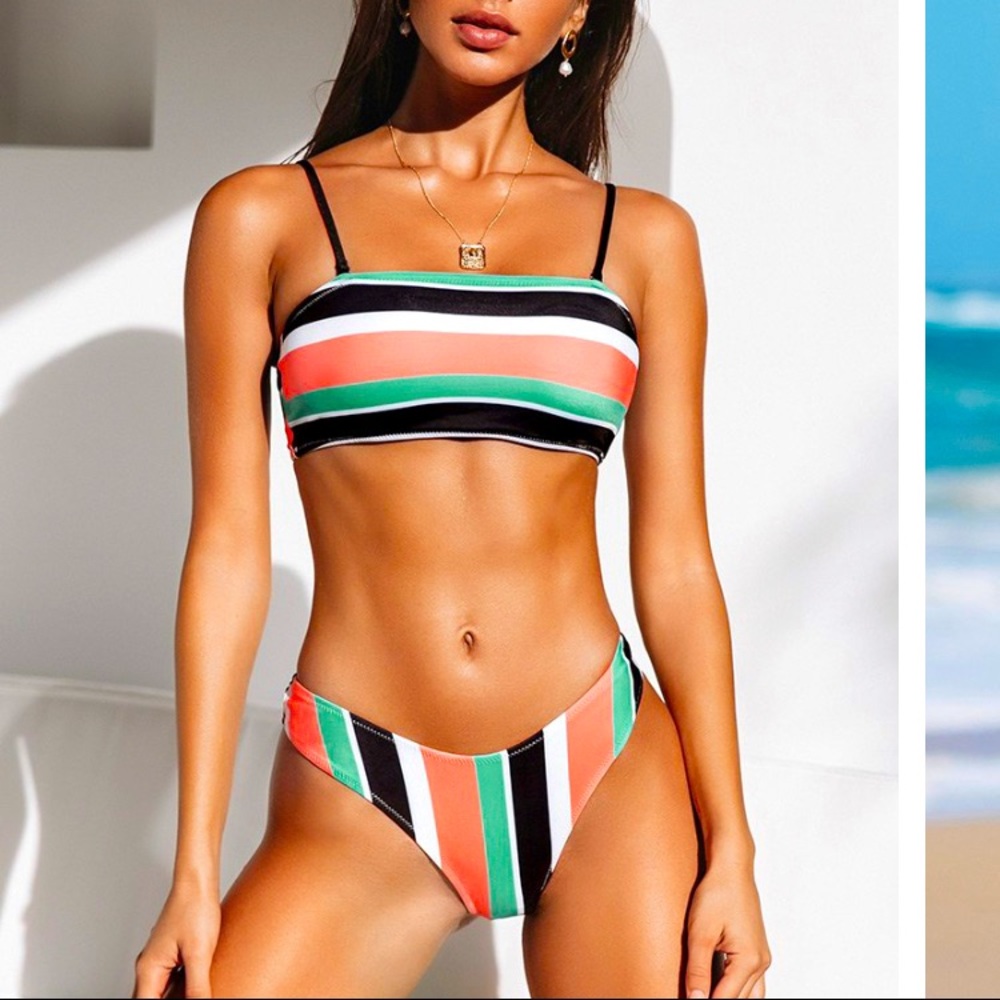 NWT Stripe bandeau bikini size S